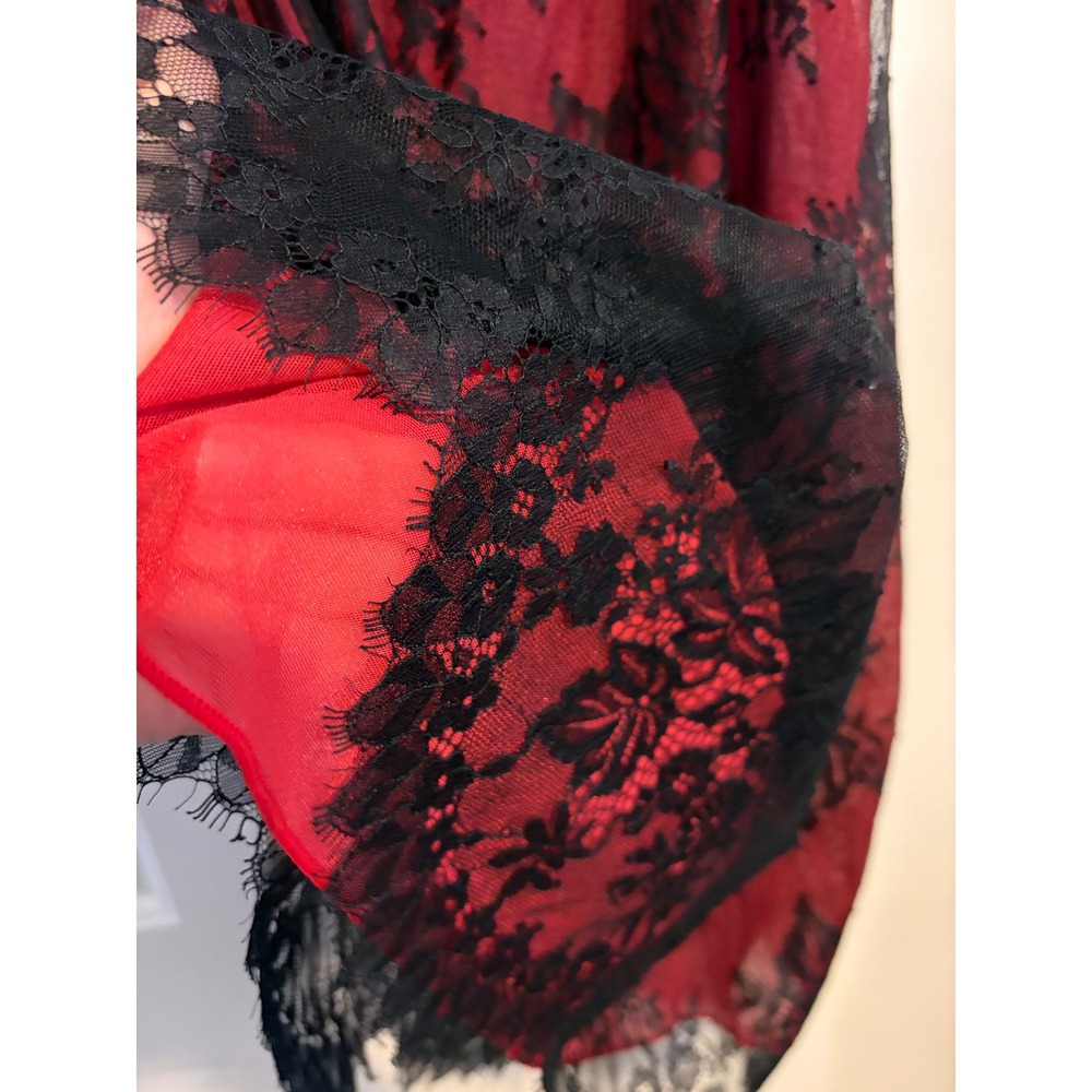 Lise Charmel Ecrin Desir Nightgown Lace Red Black Eyelash Trim Lingerie Chemise - Picture 5 of 11